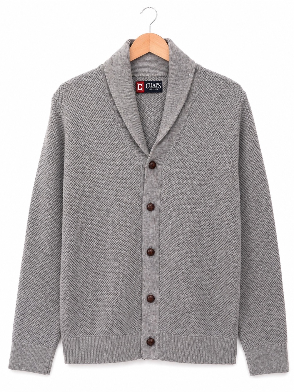 Chaps Men’s Shawl-Collar Button Down Cardigan Sweater Large Grandpa Knit Preppy